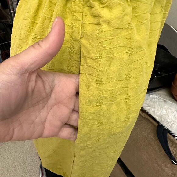 Anthro Broadway & Broome Mustard Silk Crepe Mini Shift Dress Cut Out Back sz 6 - Picture 8 of 11